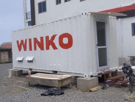 Winko container module deployed near a hospital